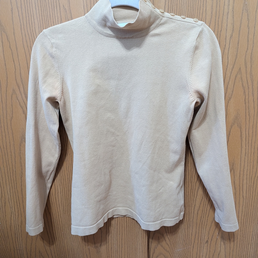 Jaclyn Smith Classic Tan Cotton Sweater Old Money